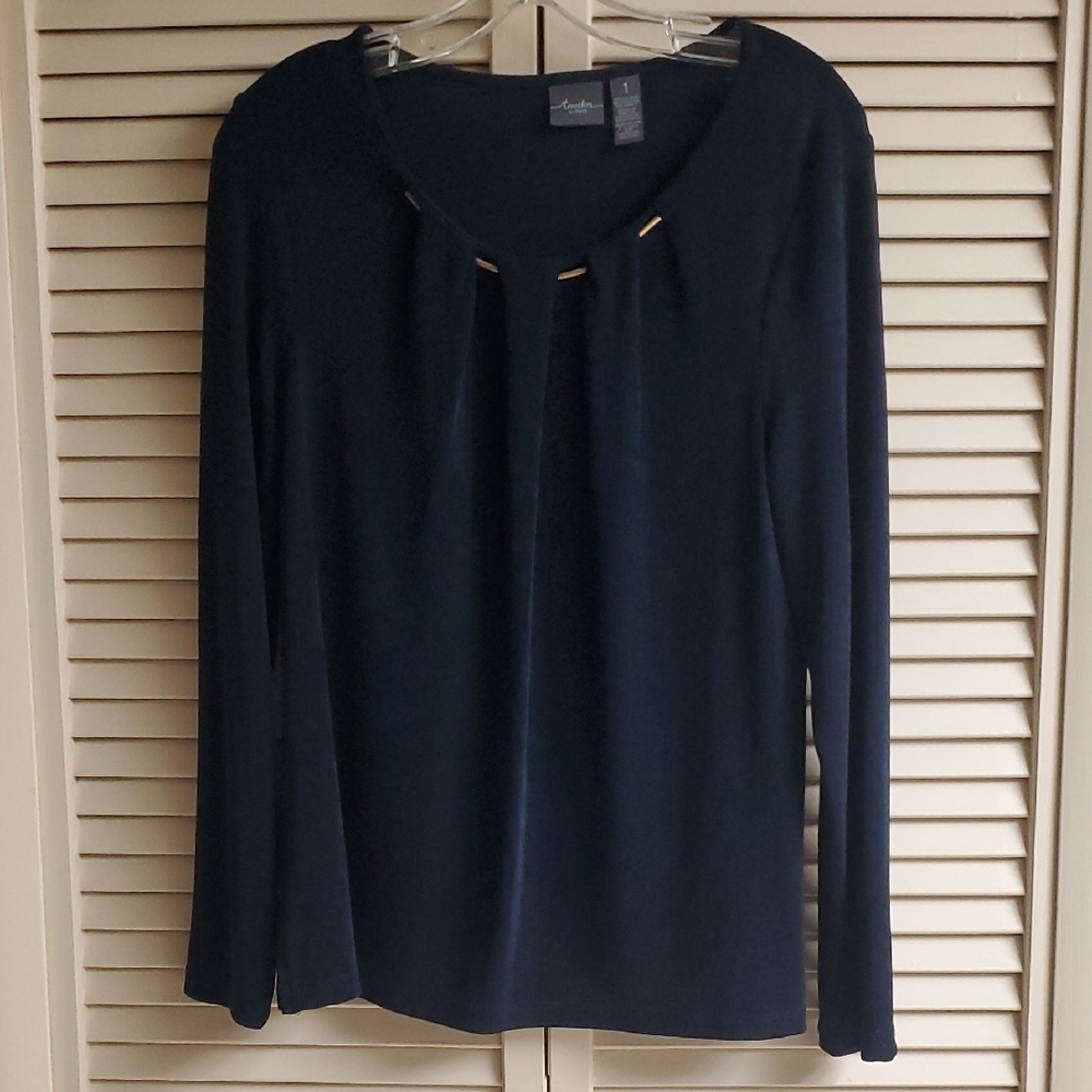 Travelers By Chico's Navy Long Sleeve Blouse